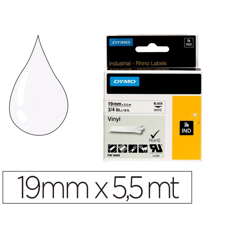 Fita dymo vinil branco 19mm...