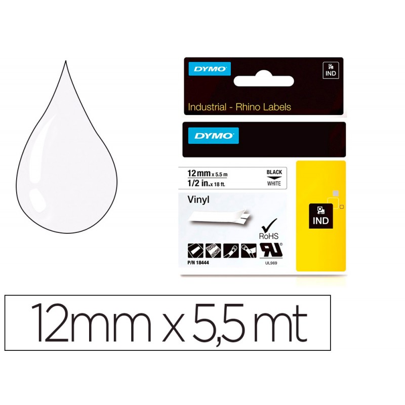 Fita dymo vinil branco 12mm...